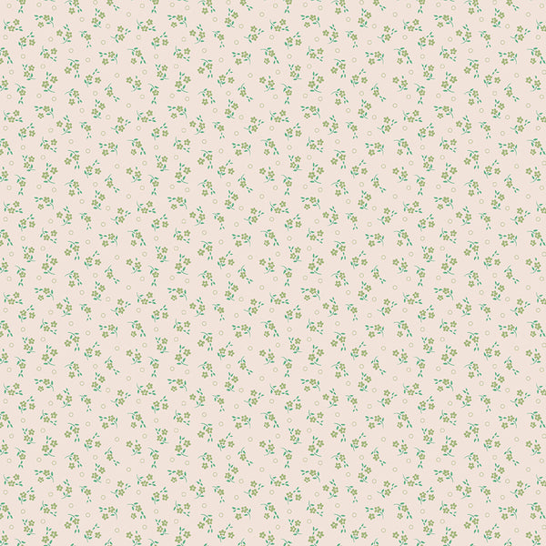 Mercantile Fabric by Lori Holt for Riley Blake - Beige and Green Small Floral Fabric