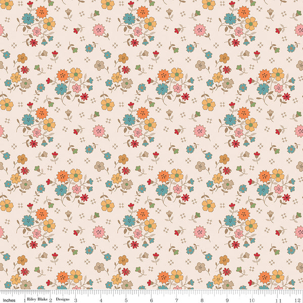 Autumn Fabric by Lori Holt for Riley Blake - Beige Medium Floral Fabric
