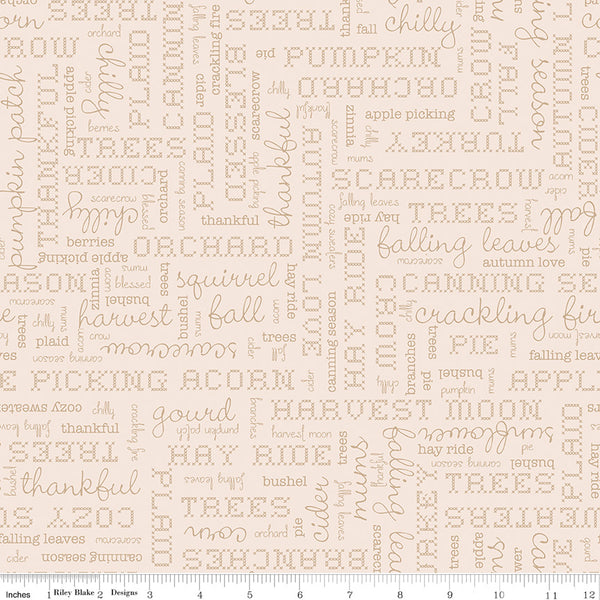 Autumn Fabric by Lori Holt for Riley Blake - Beige Text Fabric