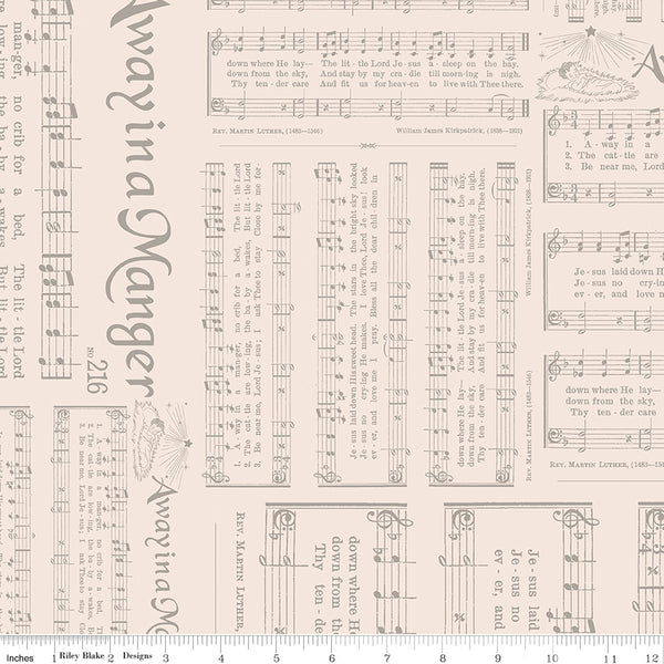Home Town Holiday Fabric by Lori Holt for Riley Blake - Beige and Gray Christmas Music Fabric