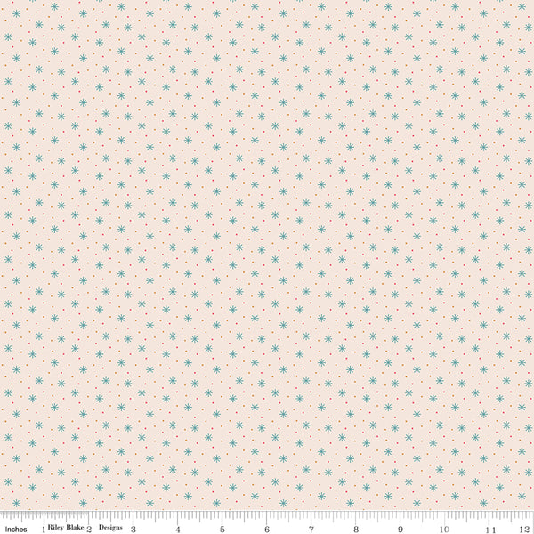 Home Town Holiday Fabric by Lori Holt for Riley Blake - Beige and Blue Star Fabric