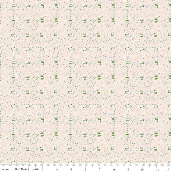 Piece & Plenty Fabric by Lori Holt for Riley Blake - Beige and Green Small Dot Fabric