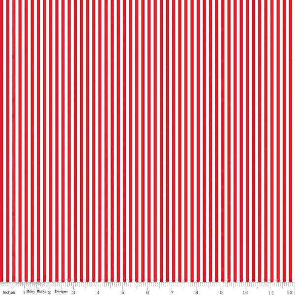 1/8" Red Stripe Fabric by Riley Blake