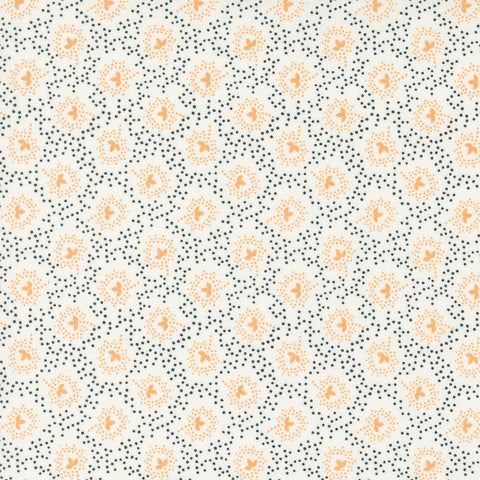 Harvest Moon Fabric by Fig Tree Quilts for Moda - Cream Orange and Black Small Leaf Fabric