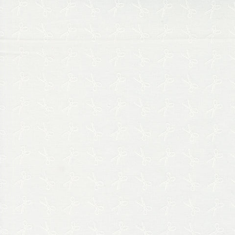 Linen Cupboard Fabric by Fig Tree Quilts for Moda - Chantilly White Tone on Tone Scissors Fabric