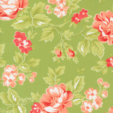 Jelly and Jam Fabric by Fig Tree Quilts for Moda - Green Large Floral Fabric