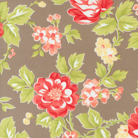 Jelly and Jam Fabric by Fig Tree Quilts for Moda - Brown Large Floral Fabric