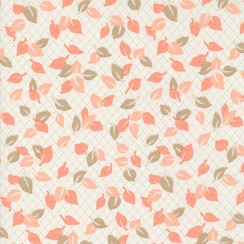 Jelly and Jam Fabric by Fig Tree Quilts for Moda - White and Peach Small Leaf Fabric