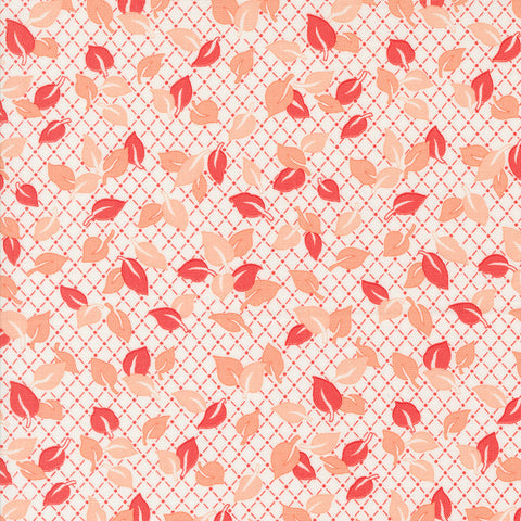 Jelly and Jam Fabric by Fig Tree Quilts for Moda - White Coral and Red Small Leaf Fabric