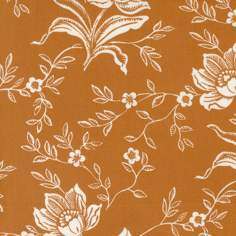 Denim & Daisies Fabric by Fig Tree Quilts for Moda - Nutmeg Large Floral Fabric