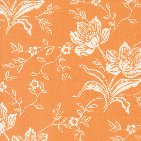 Denim & Daisies Fabric by Fig Tree Quilts for Moda - Orange Large Floral Fabric