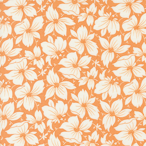 Denim & Daisies Fabric by Fig Tree Quilts for Moda - Orange Medium Floral Fabric