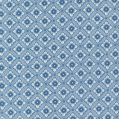 Denim & Daisies Fabric by Fig Tree Quilts for Moda - Dark Blue Diagonal Plaid Fabric