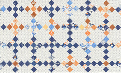 Denim & Daisies Fabric by Fig Tree Quilts for Moda - 9 Patch Cheater Panel White 23 3/4" x 60"