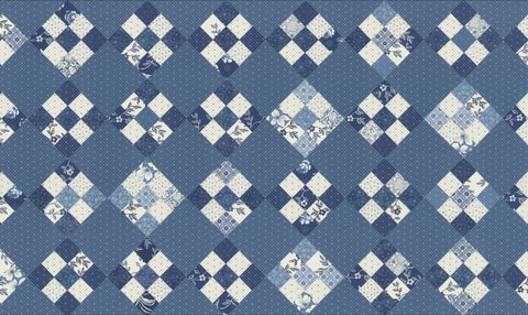 Denim & Daisies Fabric by Fig Tree Quilts for Moda - 9 Patch Cheater Fabric by the Yard