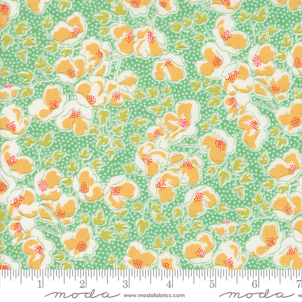 Portofino Fabric by Fig Tree Quilts for Moda - Teal Green and Coral Floral Fabric