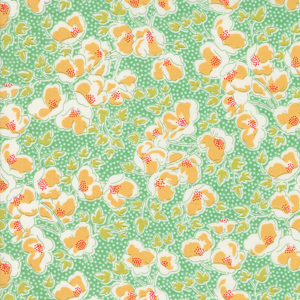 Portofino Fabric by Fig Tree Quilts for Moda - Teal Green and Coral Floral Fabric