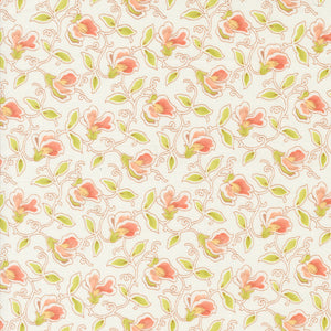 Portofino Fabric by Fig Tree Quilts for Moda - Cream and Coral Small Floral Fabric