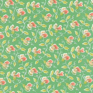 Portofino Fabric by Fig Tree Quilts for Moda - Teal Green and Coral Small Floral Fabric