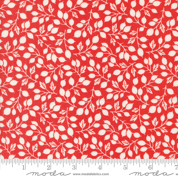 Portofino Fabric by Fig Tree Quilts for Moda - Red Small Floral Olive Branch Fabric