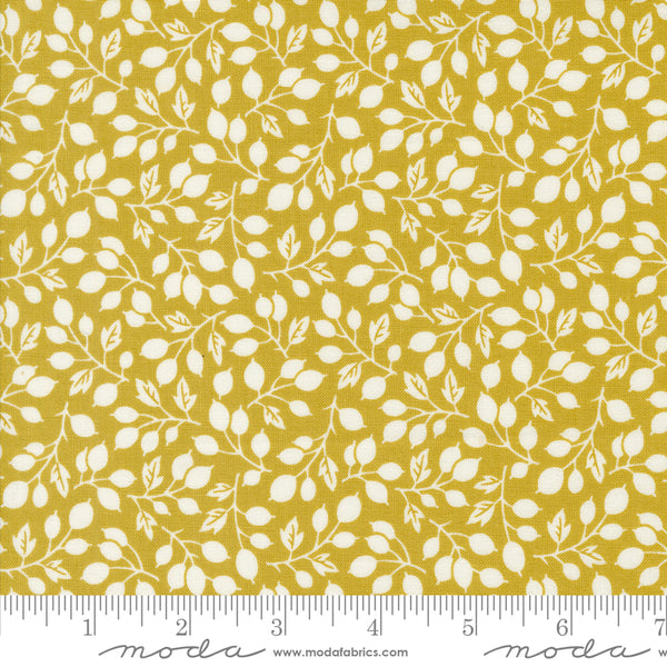 Portofino Fabric by Fig Tree Quilts for Moda - Gold Small Floral Olive Branch Fabric