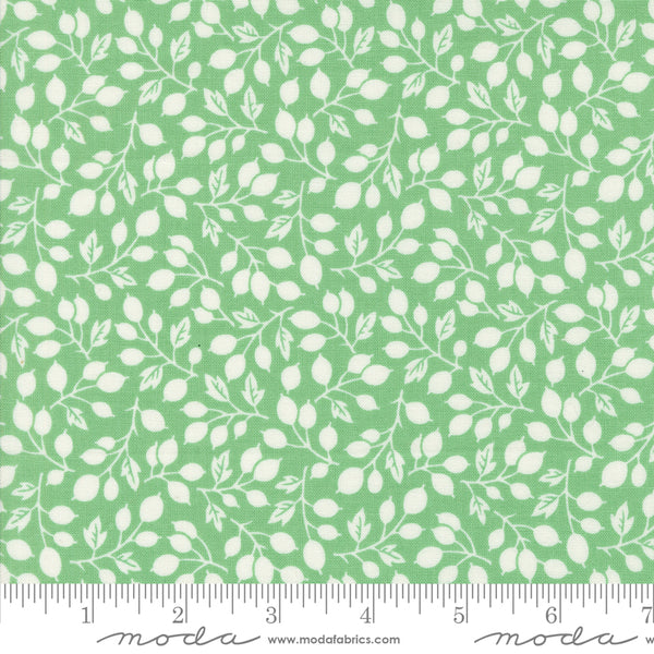 Portofino Fabric by Fig Tree Quilts for Moda - Teal Green Small Floral Olive Branch Fabric