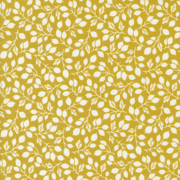 Portofino Fabric by Fig Tree Quilts for Moda - Gold Small Floral Olive Branch Fabric