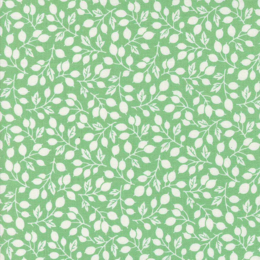 Portofino Fabric by Fig Tree Quilts for Moda - Teal Green Small Floral Olive Branch Fabric