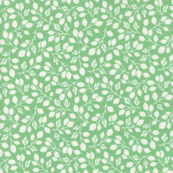 Portofino Fabric by Fig Tree Quilts for Moda - Teal Green Small Floral Olive Branch Fabric