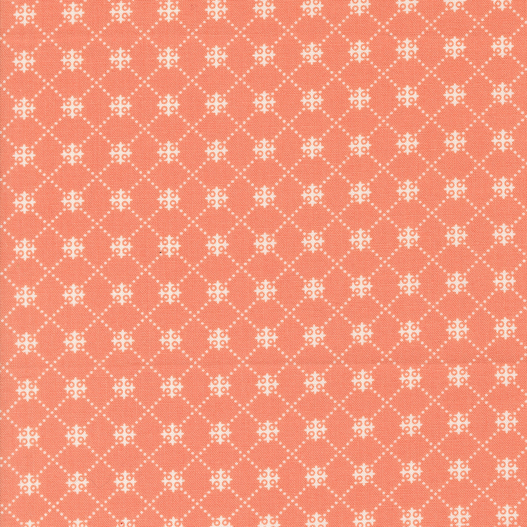 Portofino Fabric by Fig Tree Quilts for Moda - Coral Small Diagonal Check Fabric