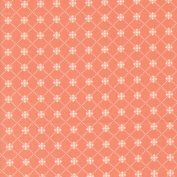 Portofino Fabric by Fig Tree Quilts for Moda - Coral Small Diagonal Check Fabric