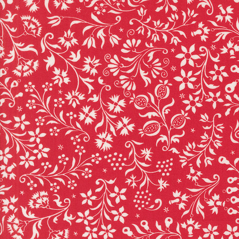 Buon Natale Fabric by Fig Tree Quilts for Moda - Red Medium Floral Fabric