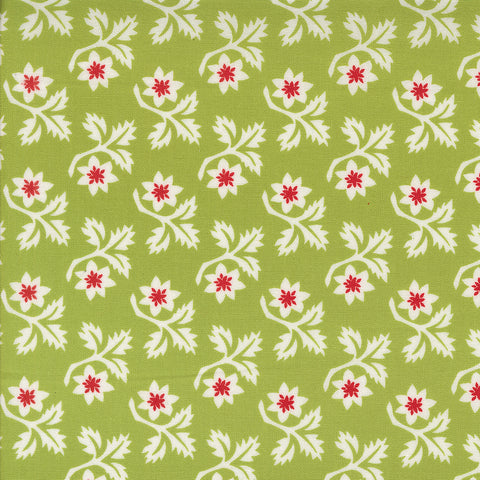 Buon Natale Fabric by Fig Tree Quilts for Moda - Green and Red Medium Floral Fabric