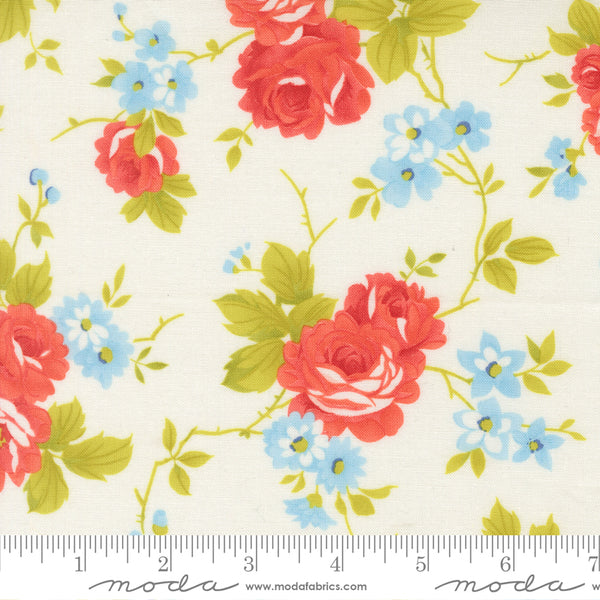 Rosie Fabric by Fig Tree Quilts for Moda - Cream and Red Large Floral Fabric