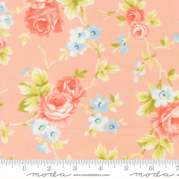 Rosie Fabric by Fig Tree Quilts for Moda - Coral Pink Large Floral Fabric