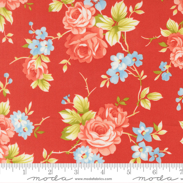 Rosie Fabric by Fig Tree Quilts for Moda - Red Large Floral Fabric