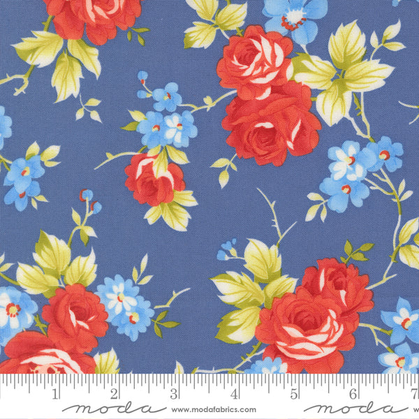 Rosie Fabric by Fig Tree Quilts for Moda - Dark Blue Large Floral Fabric