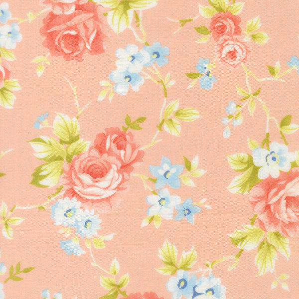 Rosie Fabric by Fig Tree Quilts for Moda - Coral Pink Large Floral Fabric