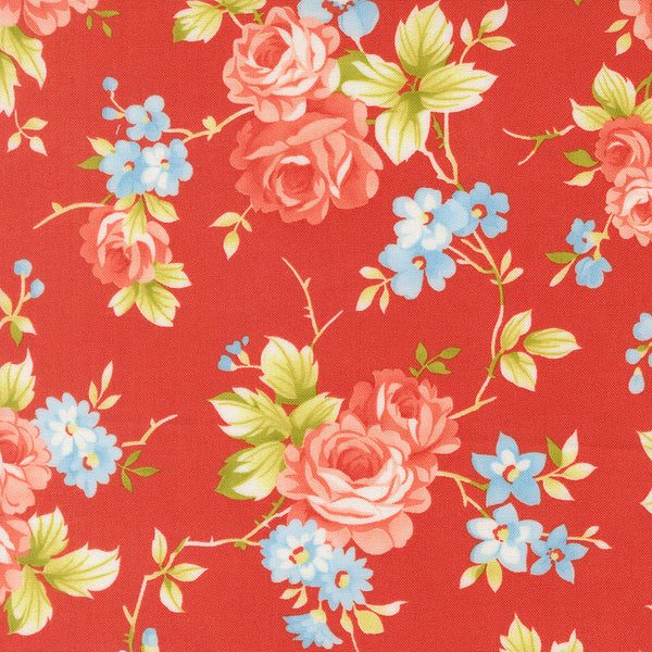 Rosie Fabric by Fig Tree Quilts for Moda - Red Large Floral Fabric