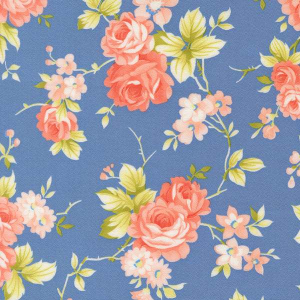 Rosie Fabric by Fig Tree Quilts for Moda - Blue Large Floral Fabric