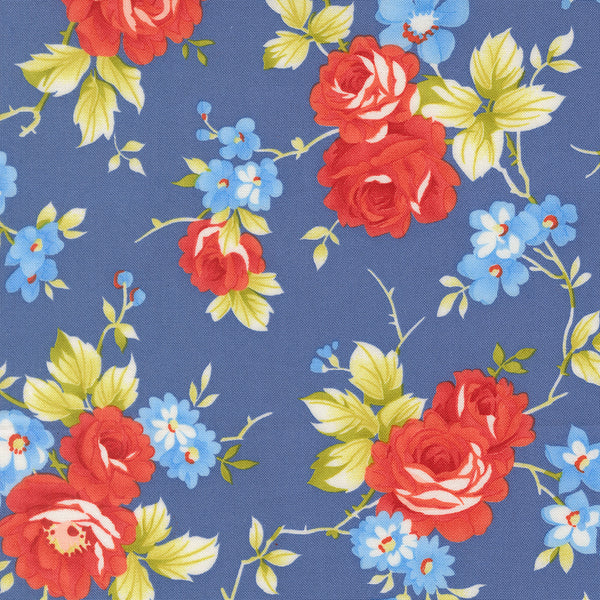 Rosie Fabric by Fig Tree Quilts for Moda - Dark Blue Large Floral Fabric