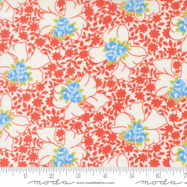 Rosie Fabric by Fig Tree Quilts for Moda - Red and Blue Bow Floral Fabric