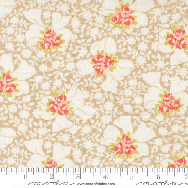 Rosie Fabric by Fig Tree Quilts for Moda - Tan and Red Bow Floral Fabric