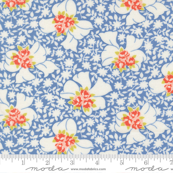 Rosie Fabric by Fig Tree Quilts for Moda - Blue and Red Bow Floral Fabric