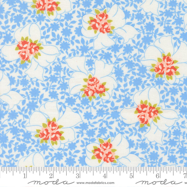 Rosie Fabric by Fig Tree Quilts for Moda - Blue and Red Bow Floral Fabric