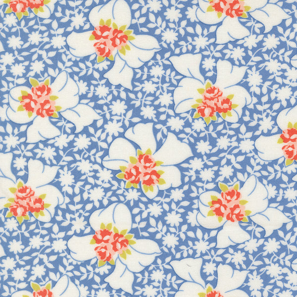 Rosie Fabric by Fig Tree Quilts for Moda - Blue and Red Bow Floral Fabric