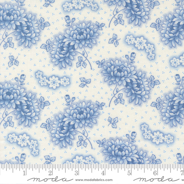 Rosie Fabric by Fig Tree Quilts for Moda - White and Blue Floral Fabric
