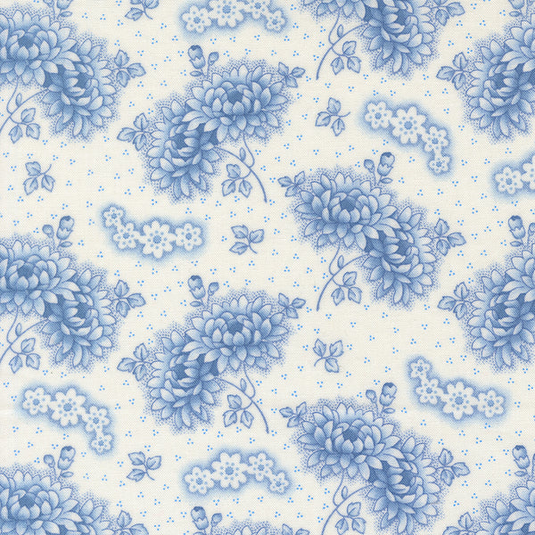 Rosie Fabric by Fig Tree Quilts for Moda - White and Blue Floral Fabric