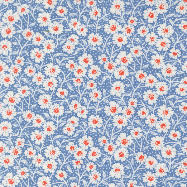 Rosie Fabric by Fig Tree Quilts for Moda - Blue and Red Small Floral Fabric