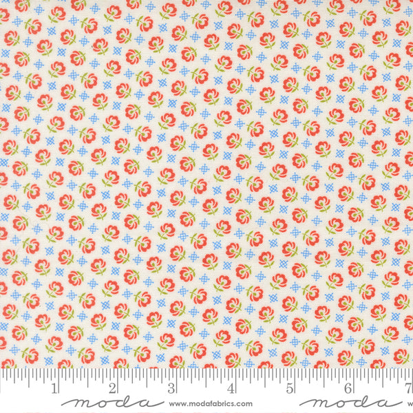 Rosie Fabric by Fig Tree Quilts for Moda - Cream and Red Small Floral Fabric